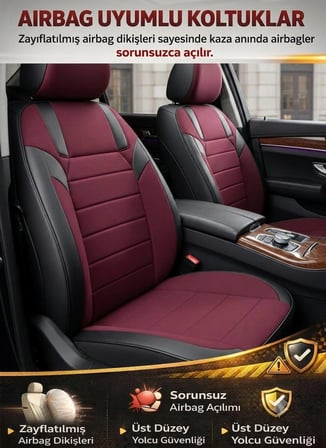 Monza Bordo Siyah Serisi Bmw 5 Koltuk Kılıfı TAM SET