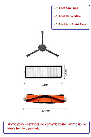 Mi Robot Xiaomi Mop Pro + Plus (STYTJ02ZHM-STYTJ03ZHM) Uyumlu Fırça Filtre Seti