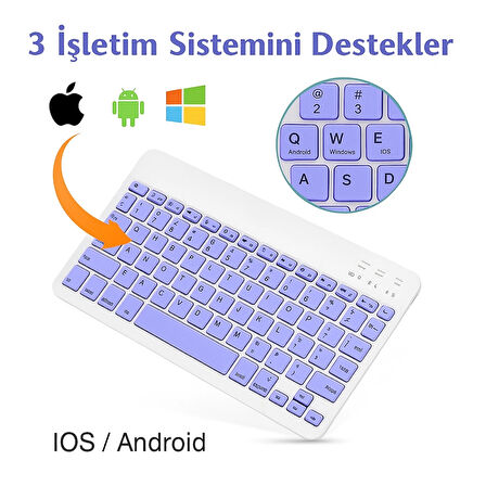  Kablosuz Bluetooth Klavye + Mouse Seti (iOS / Android / Windows Uyumlu) MOR