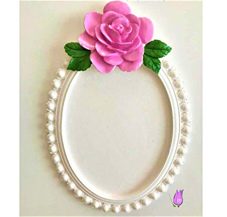 Gül ve İnci Kabartma Çerçeve 27 Cm Silikon Kalıp K-007
