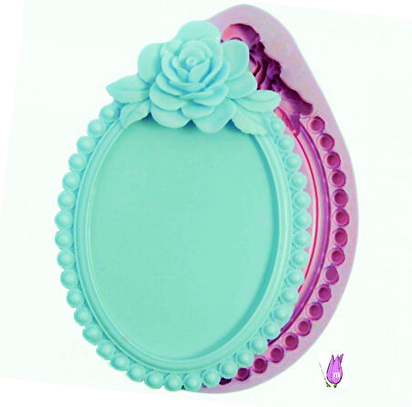 Gül ve İnci Kabartma Çerçeve 27 Cm Silikon Kalıp K-007