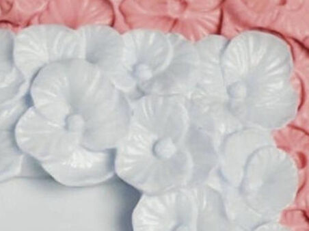 Menekşe Çiçek Kabartmalı Çerçeve Silikon Kalıp K-029, Taş Tozu Polyester Reçine Çimento Alçı Kalıbı