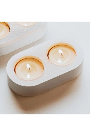 10cm Ikili Tealight Mumluk Silikon Kalıp K-1215, Kokulu Taş Sabun Alçı Mum Kalıbı