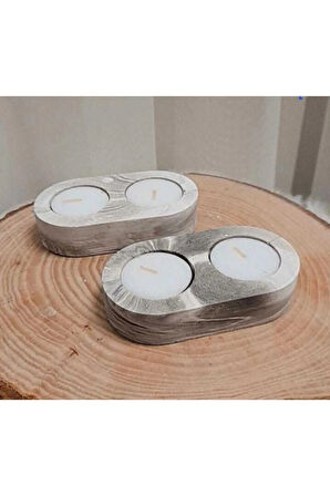 10cm Ikili Tealight Mumluk Silikon Kalıp K-1215, Kokulu Taş Sabun Alçı Mum Kalıbı