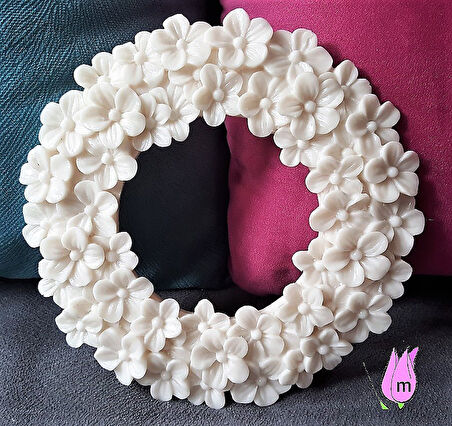 Menekşe Çiçek Kabartmalı 15cm Yuvarlak Çerçeve Silikon Kalıp K-191