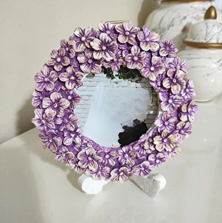 Menekşe Çiçek Kabartmalı 15cm Yuvarlak Çerçeve Silikon Kalıp K-191