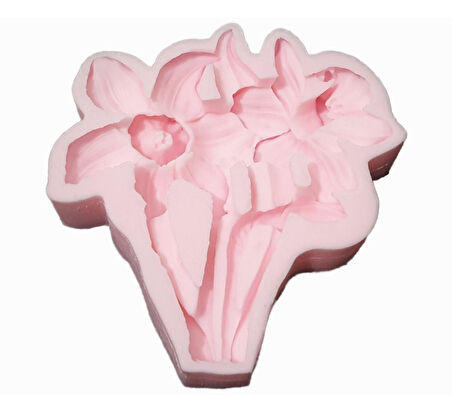 Morlalem Dev Nergis Buketi Çiçeği 25 Cm Silikon Kalıp K-467