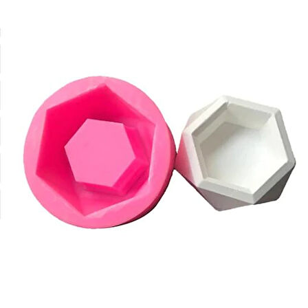 Geometrik Altıgen Mini Saksı Silikon Kalıp K-524 Taş Tozu Mum Polyester Reçine Alçı Kalıbı
