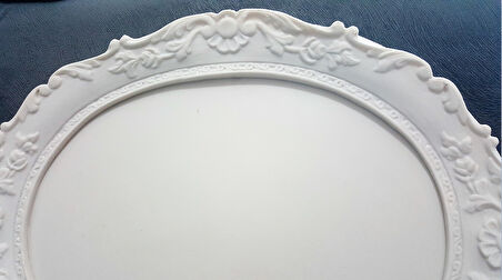 Gül Çiçek Yaprak Dekorlu 40 Cm Oval Tepsi Silikon Kalıp K-548