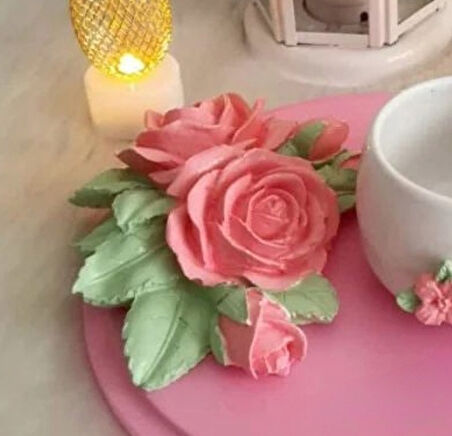 3 Boyutlu Gül Demet Çiçek Silikon Kalıp K-663, Taş Tozu Polyester Sabun Alçı Mum Kalıbı