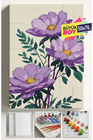 Sayılarla Boyama Seti Numaralı Tuval Fırça Boya Dahil Kasnaklı Set 50x70 Cm - MOR ŞAKAYIK