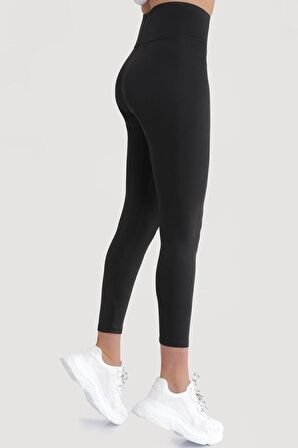 Kadın Siyah Yüksek Bel Toparlayıcı Parlak Disco Tayt