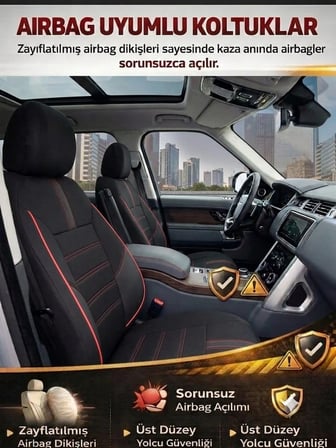 Yıldız Siyah Kırmızı Serisi Opel Astra G Sedan İle Uyumlu Tam Set Oto Koltuk Kılıfı  