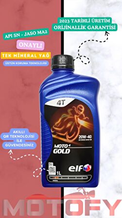 ELF MOTO 4 GOLD 20W 40 1L MİNERAL MOTOSİKLET YAĞI - API SN - JASO MA2