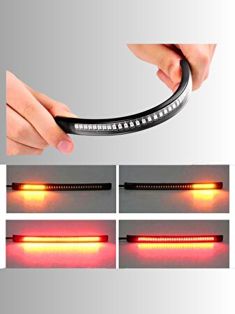 CUSTOM MOTOSİKLET LED ÇUBUK STOP SİNYAL ESNEK 32 LEDLİ FLEXİBLE SİNYAL VE STOP MODLU