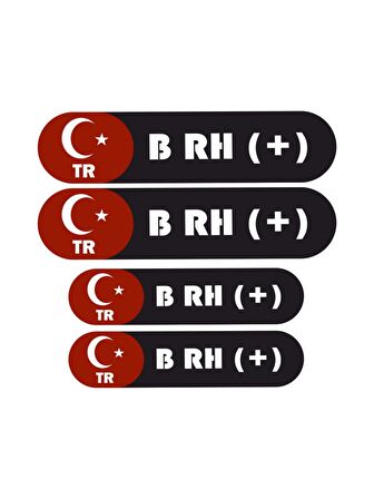 KAN GRUBU KASK ETİKETİ 4 PARÇA B RH (+) ETİKET STİCKER
