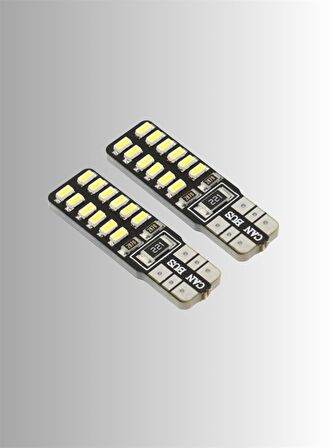 YENİ NESİL CANBUS T10 24 LEDLİ ULTRA PARLAK MOTOSİKLET OTOMOBİL PARK PLAKA AMPÜLÜ (2 ADET) 