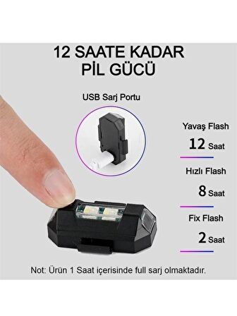 Kablosuz Şarjlı Çakarlı Çok Modlu Mini Drone ve Uçak Kanadı  Led İkaz ve farkındalık sağlar - 7 Renk Lamba Led - Araba Motosiklet Bisiklet