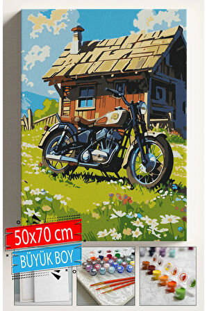 Sayılarla Boyama Seti Numaralı Tuval Fırça Boya Dahil Kasnaklı Set 50x70 Cm - MOTOR1A