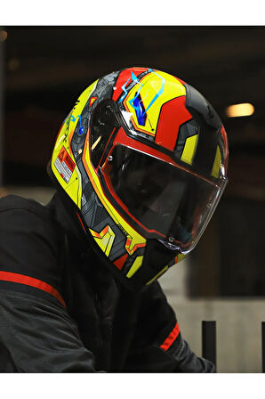 SX.100 GIGABOT KIRMIZI-SARI KASK