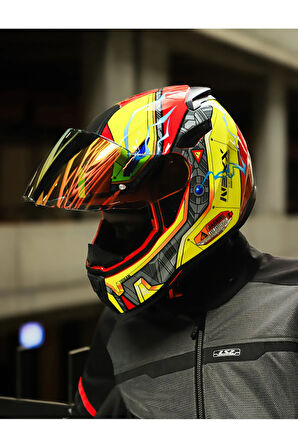 SX.100 GIGABOT KIRMIZI-SARI KASK