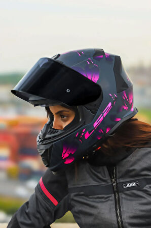 STORM 2 BURST MAT SİYAH-PEMBE KASK
