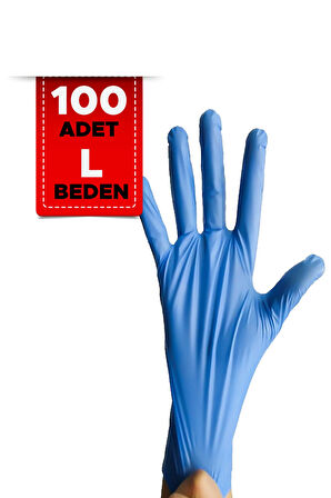 Mavi L Beden 100 Adet Tek Kullanımlık Eldiven Plastik Eldiven Temizlik Eldiveni