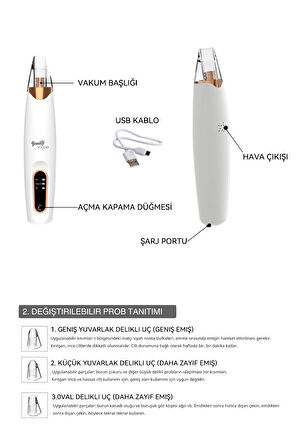 Beauty Vogue Vakumlu Siyah Nokta-akne-sivilce-clean Yüz-cilt Temizleme Bakım Cihazı-aleti Vakum Şarjlı