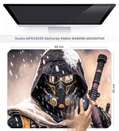 40X30cm Gaming Oyuncu Mousepad Kaymaz Kauçuk Taban Dikişli Kenar Samuray Robot MP034030