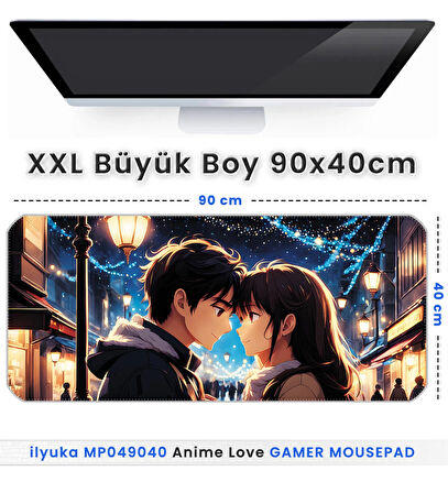 90x40 Anime Love XXL Büyük Boy ilyuka MP049040 Gaming Mousepad Dikişli Kenar Kaymaz Taban 90x40cm