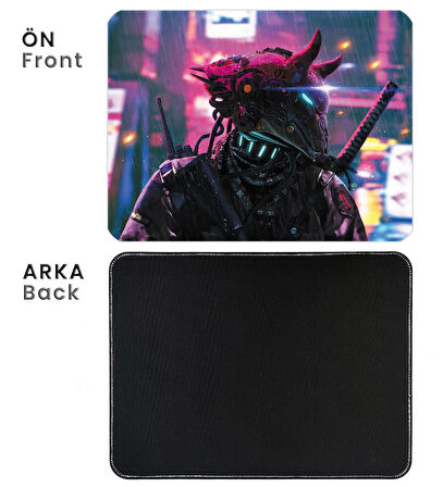 40X30cm Gaming Oyuncu Mousepad Kaymaz Kauçuk Taban Dikişli Kenar Cyberpunk Samurai MP054030