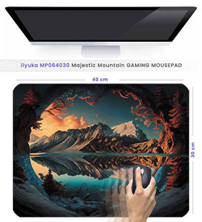 40X30cm Gaming Oyuncu Mousepad Kaymaz Kauçuk Taban Dikişli Kenar Majestic Mountain MP064030