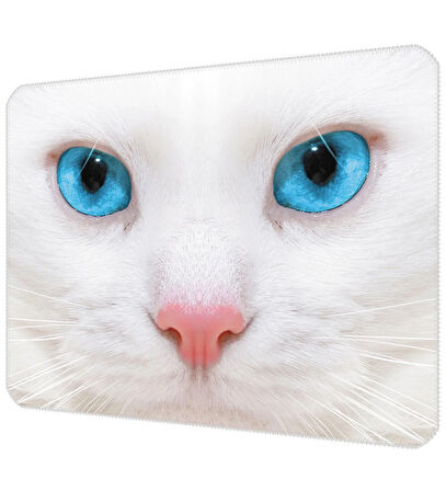 40X30cm Gaming Oyuncu Mousepad Kaymaz Kauçuk Taban Dikişli Kenar White Cat MP124030