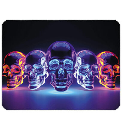 40X30cm Gaming Oyuncu Mousepad Kaymaz Kauçuk Taban Dikişli Kenar Bright Skull MP204030