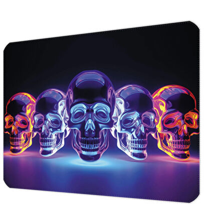 40X30cm Gaming Oyuncu Mousepad Kaymaz Kauçuk Taban Dikişli Kenar Bright Skull MP204030