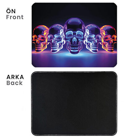 40X30cm Gaming Oyuncu Mousepad Kaymaz Kauçuk Taban Dikişli Kenar Bright Skull MP204030