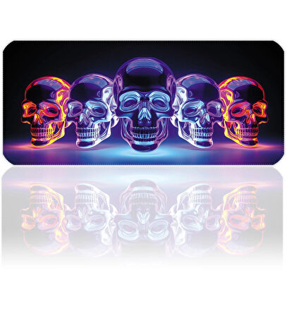 70x30 Bright Skull ilyuka MP207030 Büyük Boy XL Gaming Mousepad Dikişli Kenar Kaymaz Taban 70x30cm