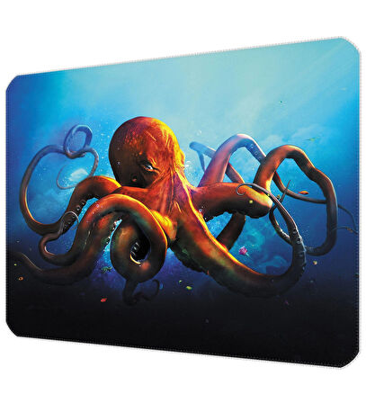 40X30cm Gaming Oyuncu Mousepad Kaymaz Kauçuk Taban Dikişli Kenar Octopus MP224030