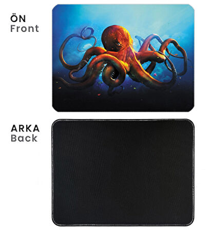 40X30cm Gaming Oyuncu Mousepad Kaymaz Kauçuk Taban Dikişli Kenar Octopus MP224030