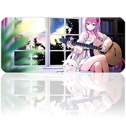 90x40 Anime Guitarist Girl XXL Büyük Boy ilyuka MP259040 Gaming Mousepad Dikişli Kenar Kaymaz Taban 90x40cm