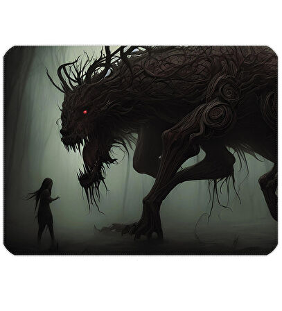 40X30cm Gaming Oyuncu Mousepad Kaymaz Kauçuk Taban Dikişli Kenar Spooky Beast MP264030