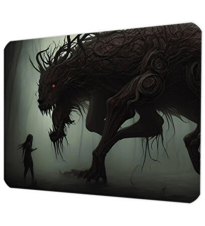 40X30cm Gaming Oyuncu Mousepad Kaymaz Kauçuk Taban Dikişli Kenar Spooky Beast MP264030