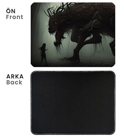 40X30cm Gaming Oyuncu Mousepad Kaymaz Kauçuk Taban Dikişli Kenar Spooky Beast MP264030