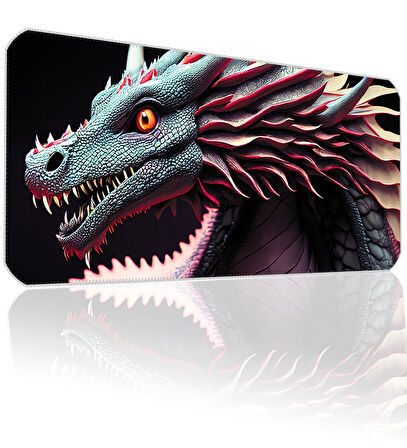 90x40 Ejderha XXL Büyük Boy ilyuka MP329040 Gaming Mousepad Dikişli Kenar Kaymaz Taban 90x40cm