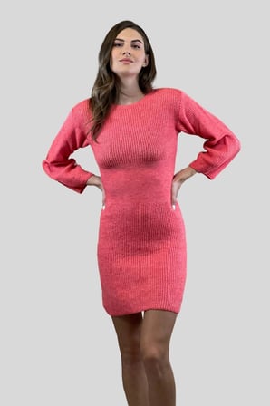 Bisiklet Yaka Selanik Örgü Kısa Basic Kadın Triko Elbise
