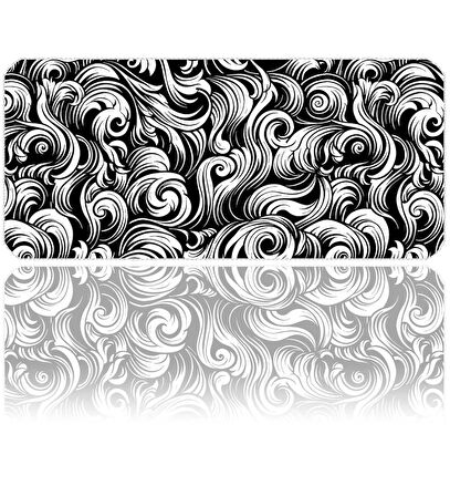 ilyuka 90x40cm Professional Gaming Mousepad XXL Büyük Boy Dikişli Kenar Kaymaz Taban MP369040 Black And White Abstract Patterns