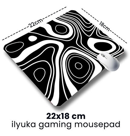 Black and White Topography Map 22x18cm MP382218 ilyuka Mini Boy Gaming Mousepad Dikişsiz Kenar Kaymaz Kauçuk Taban 22x18cm