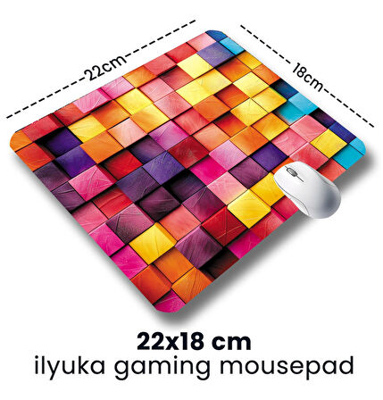 Colorful Wooden Boxes 22x18cm MP392218 ilyuka Mini Boy Gaming Mousepad Dikişsiz Kenar Kaymaz Kauçuk Taban 22x18cm