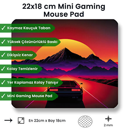 Car Ride 22x18cm MP482218 Mini Boy Gaming Mousepad Dikişsiz Kenar Kaymaz Kauçuk Taban 22x18cm