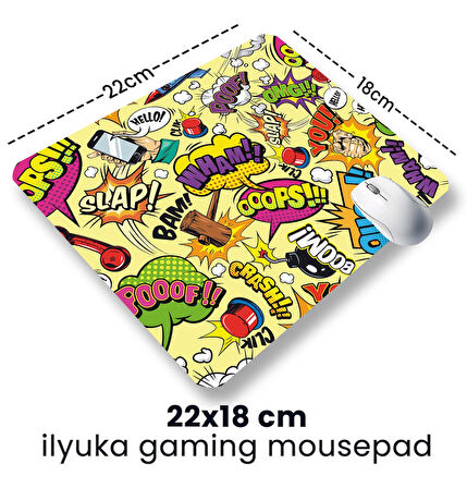 Funny Figures 22x18cm MP522218 ilyuka Mini Boy Gaming Mousepad Dikişsiz Kenar Kaymaz Kauçuk Taban 22x18cm